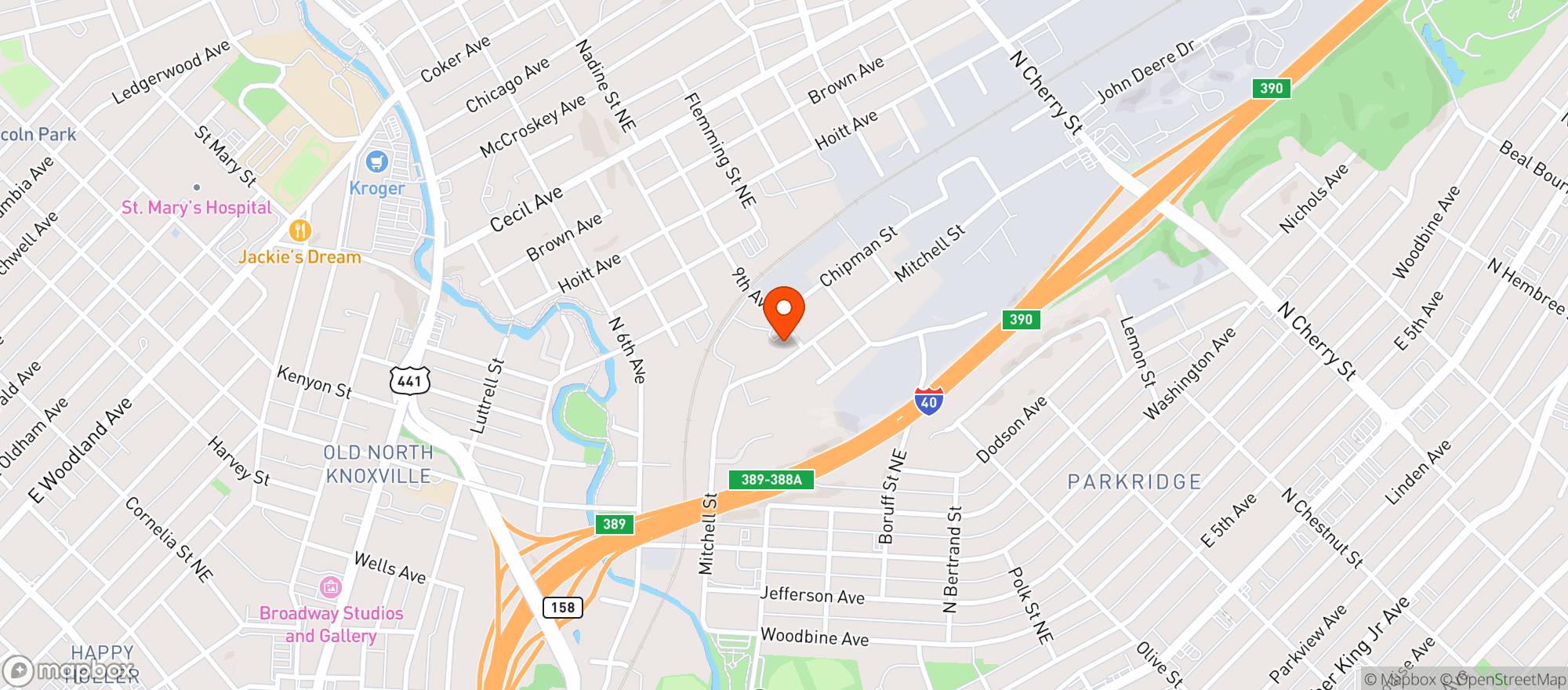 Map showing Gopuff Knoxville #147