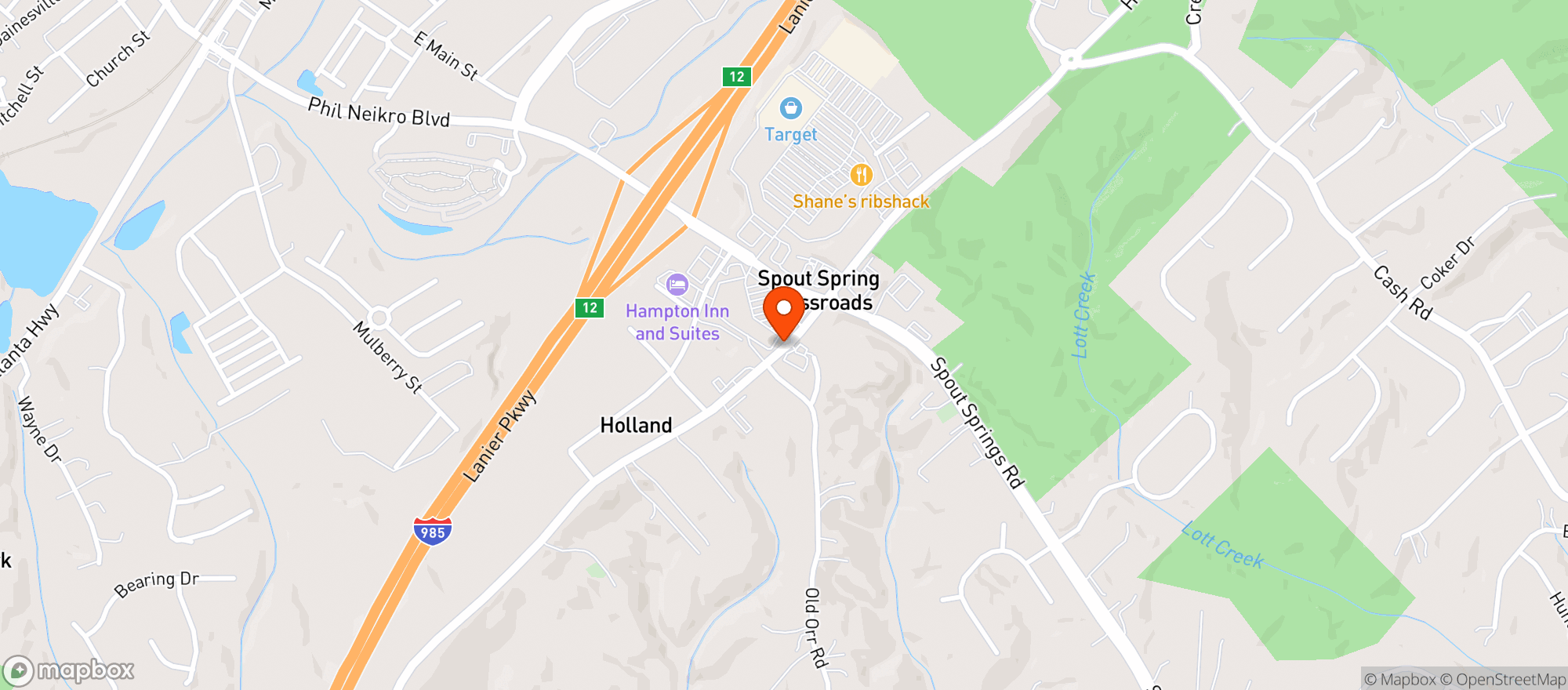 Map showing HOMETOWN SPIRITS