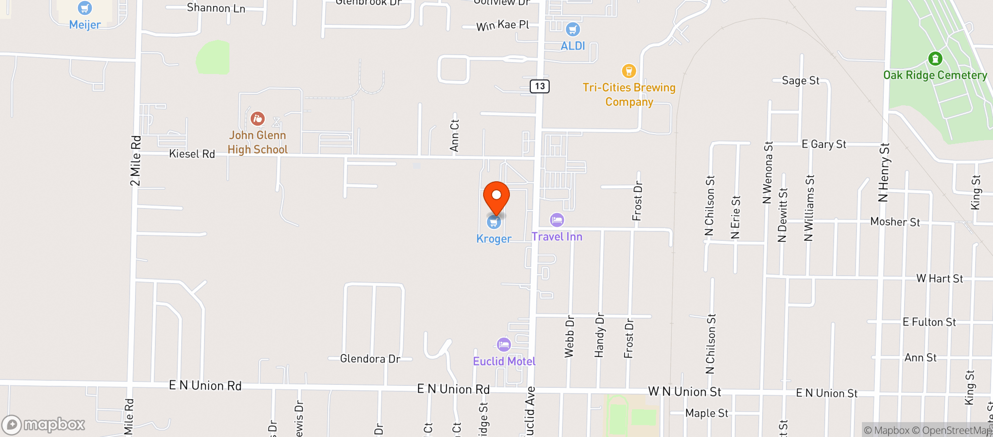 Map showing Kroger