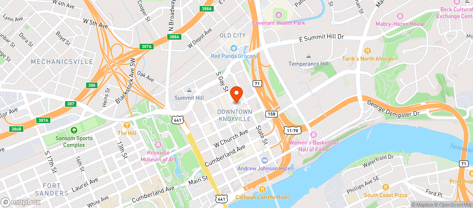 Map showing The Kennedy - Knoxville