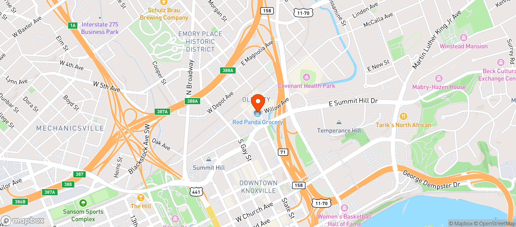 Map showing Red Panda Grocery