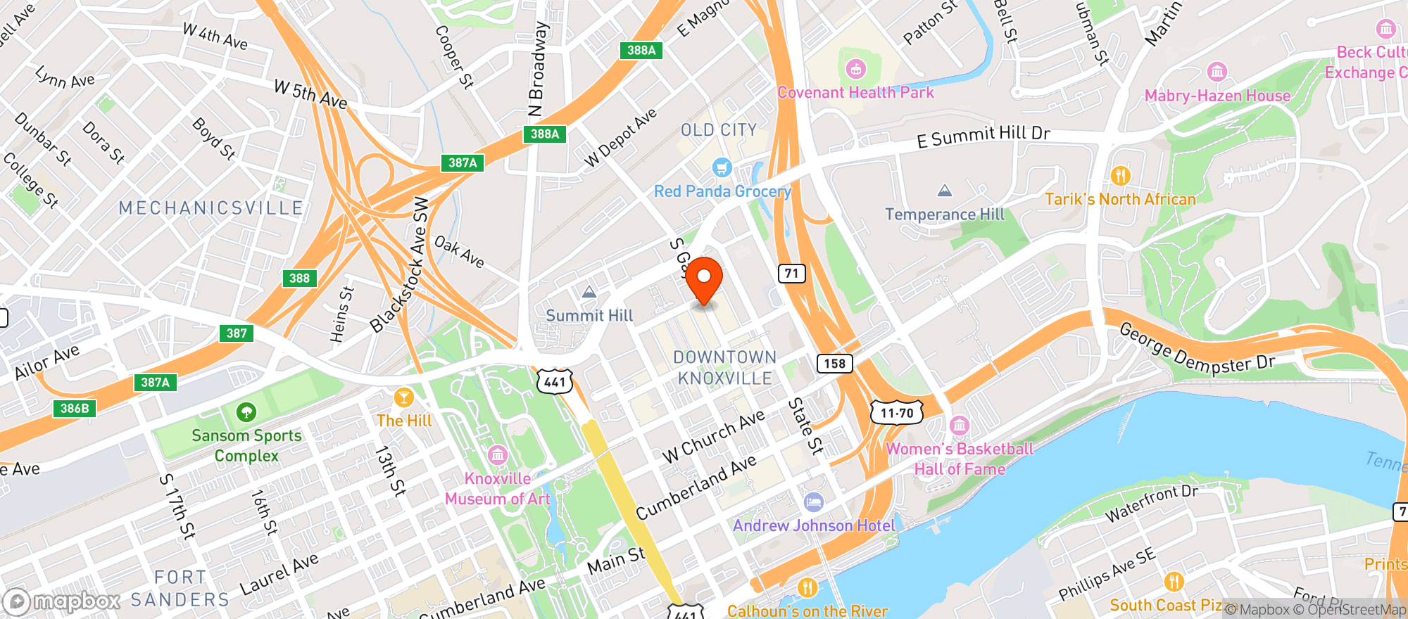 Map showing Downtown Wine & Spirits
