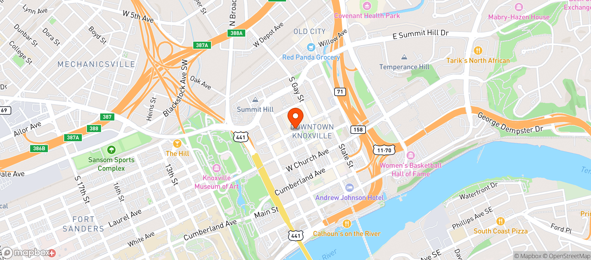 Map showing Tupelo Honey Cafe