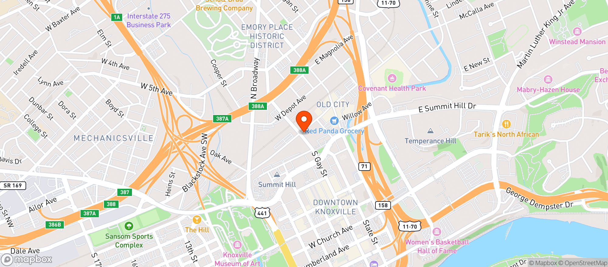 Map showing The Emporium Center