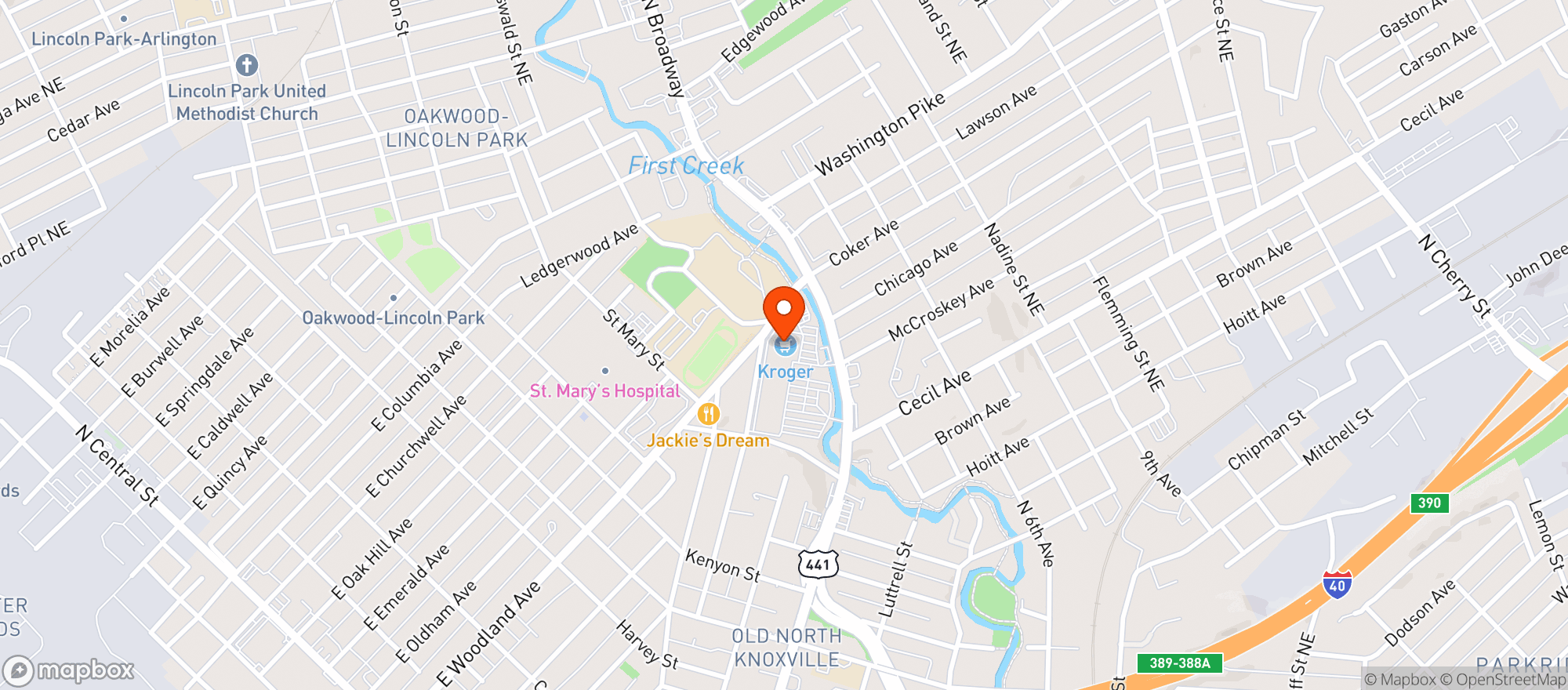 Map showing Kroger