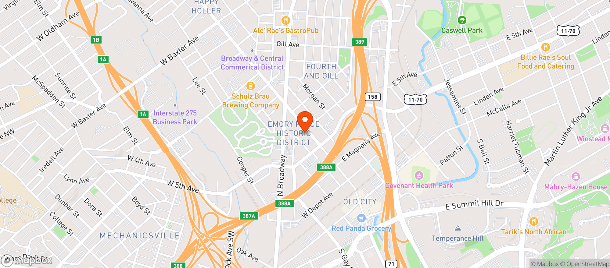Map showing Crafty Bastard Brewery