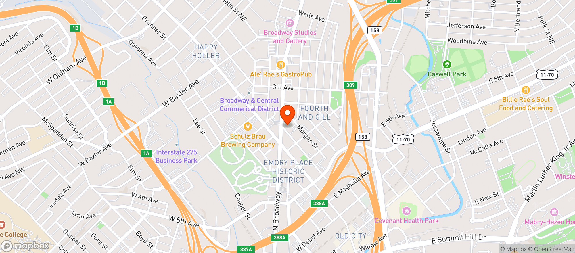 Map showing The Press Room