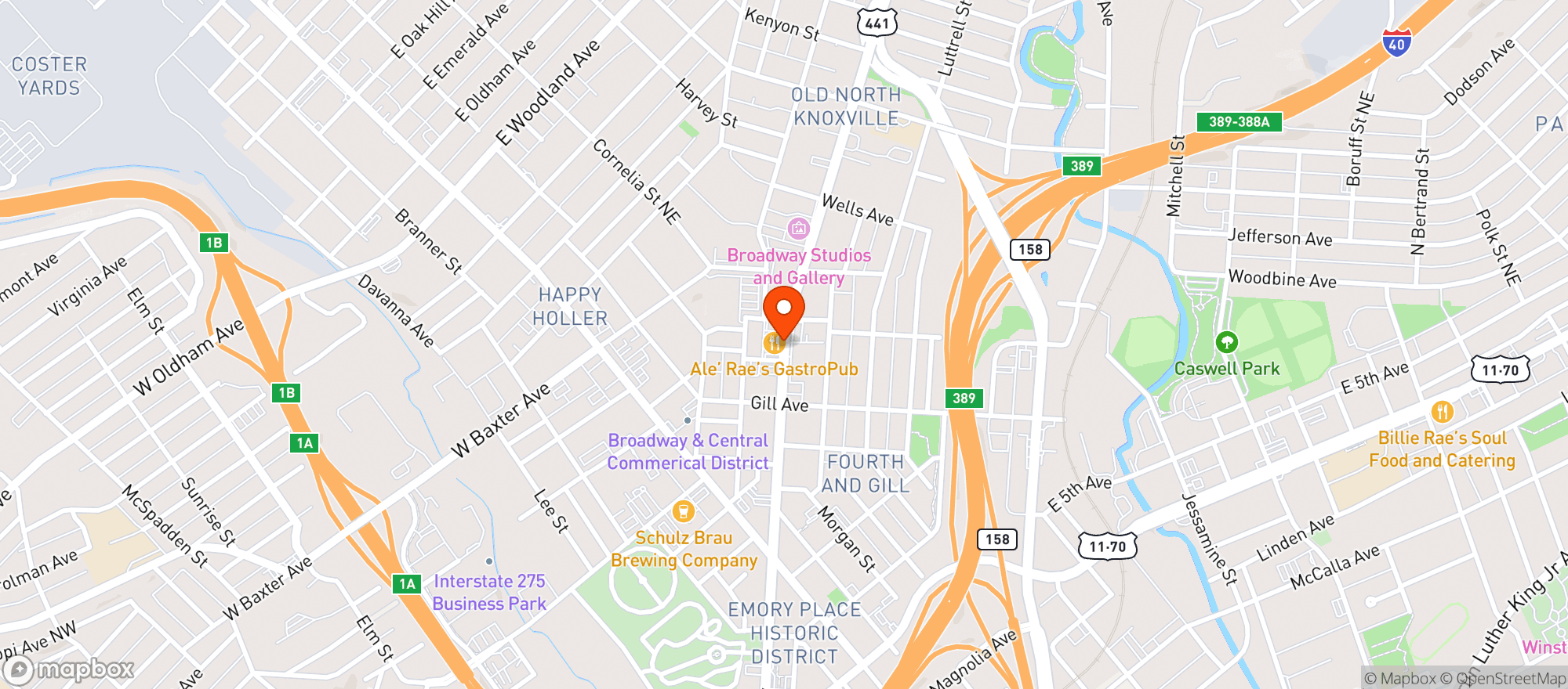 Map showing Ale Rae Grill