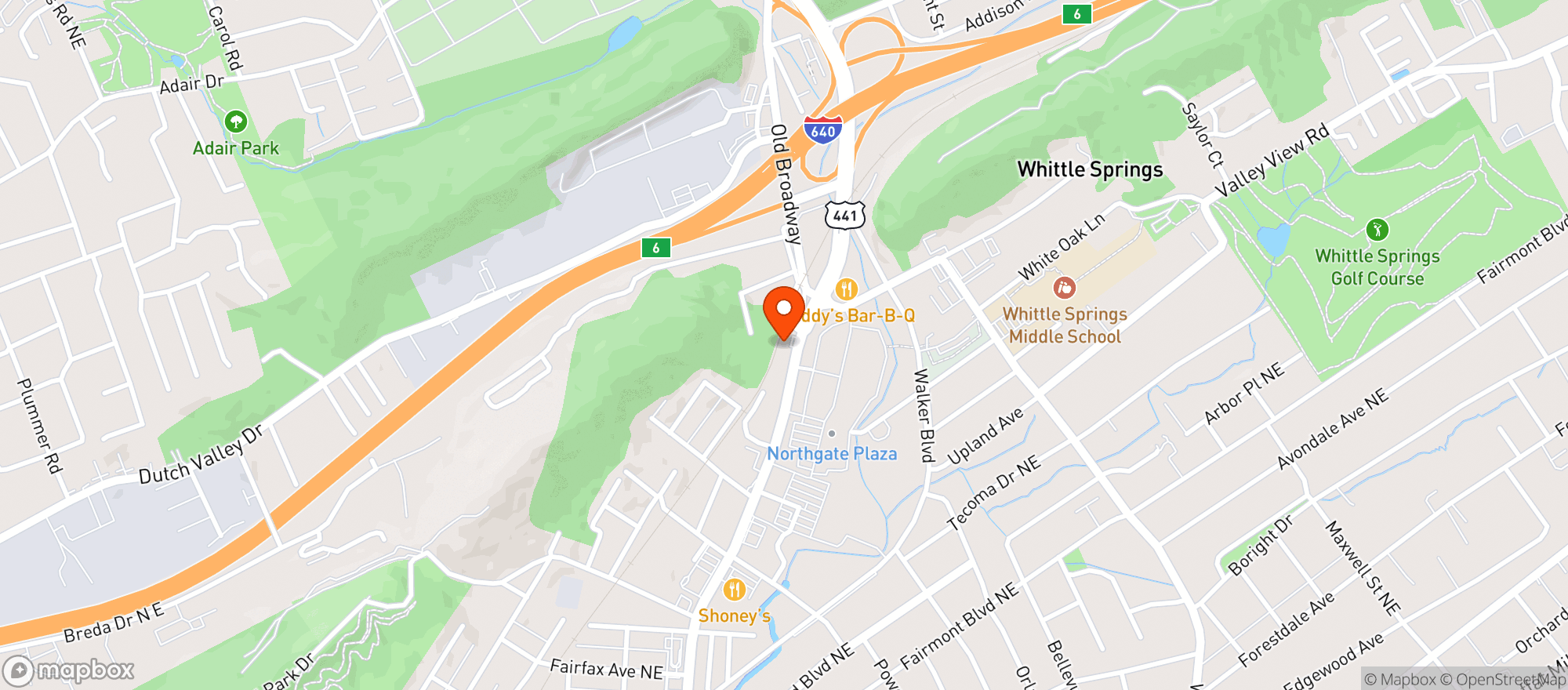 Map showing Broadway Wine & Liquor (knox)
