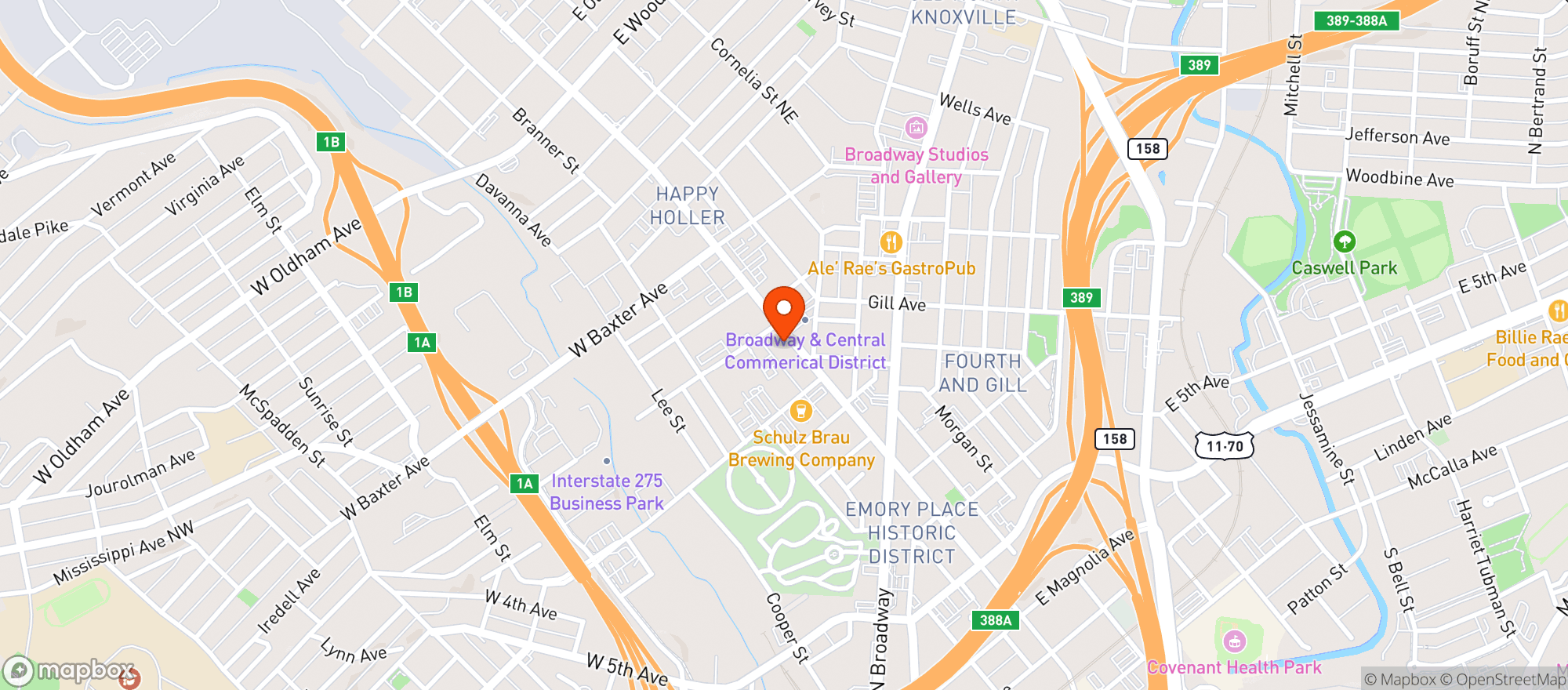 Map showing Hops And Hollers