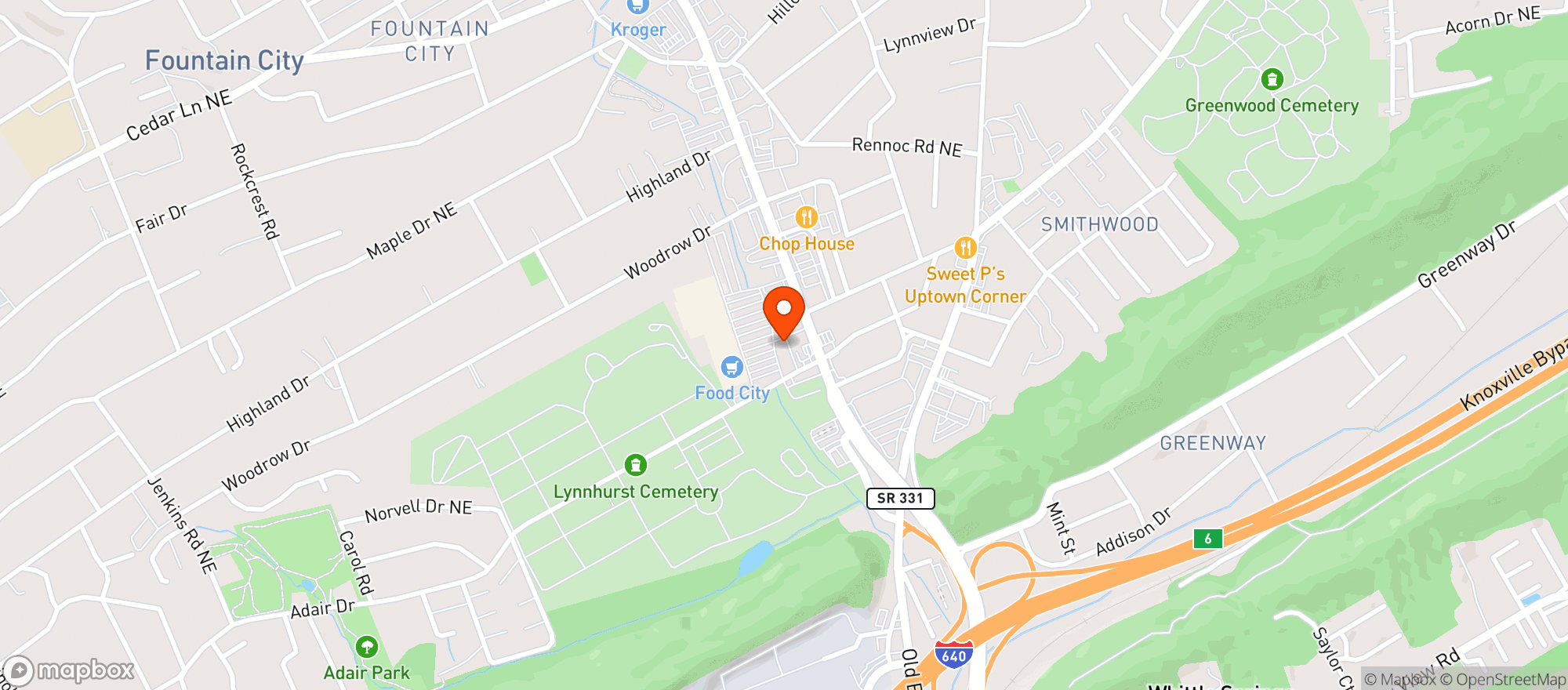 Map showing Sonnys Original Southern Pub