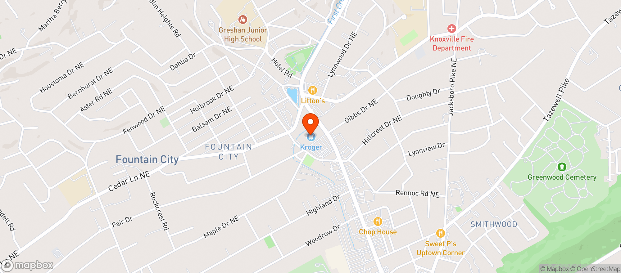 Map showing Kroger