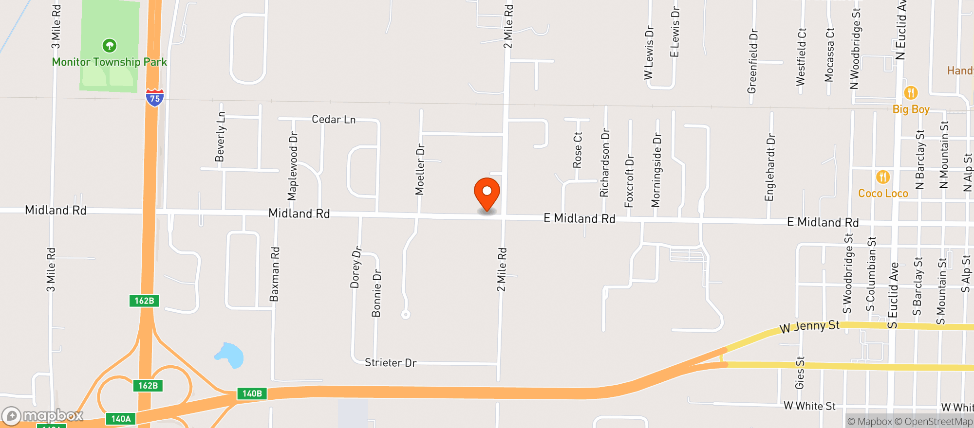 Map showing Top Gun Liquor Store