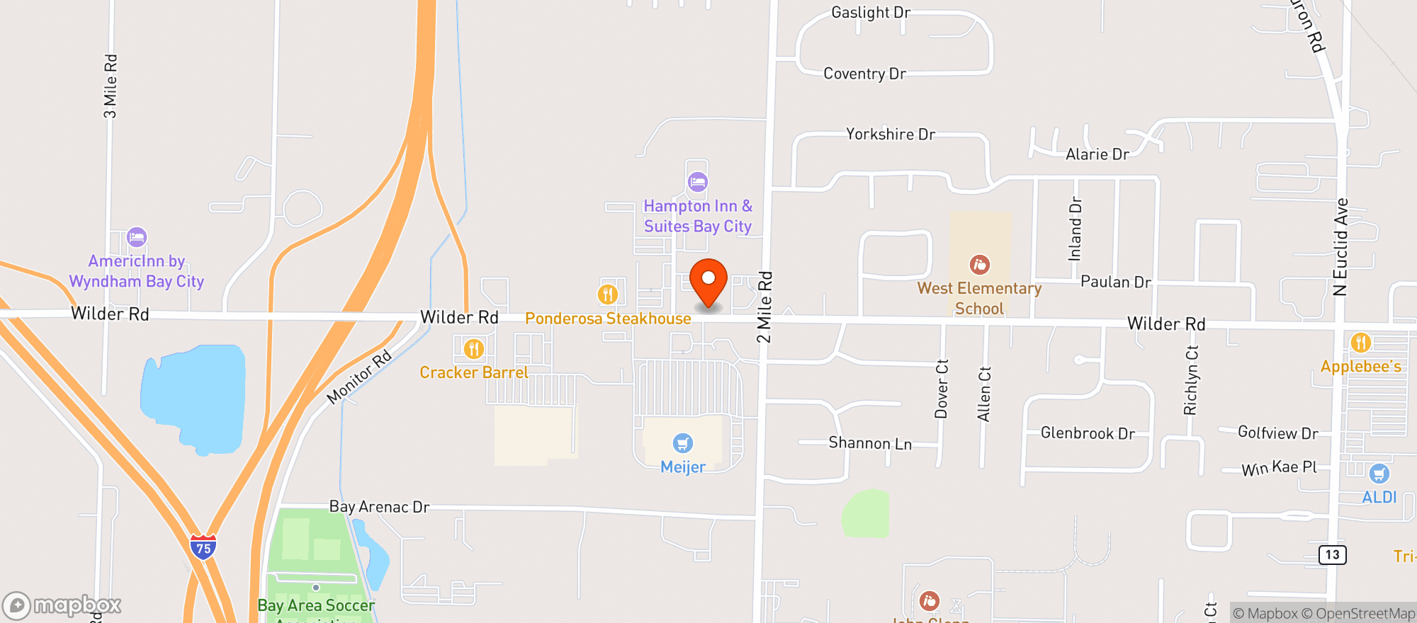 Map showing Wilder Party Store