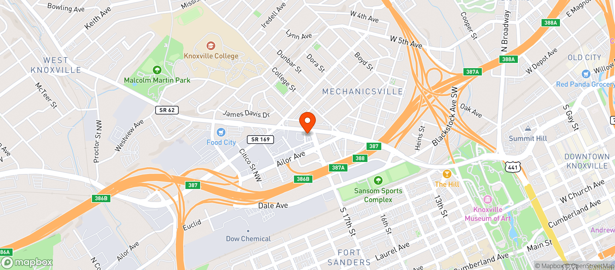 Map showing Squire's Package Store