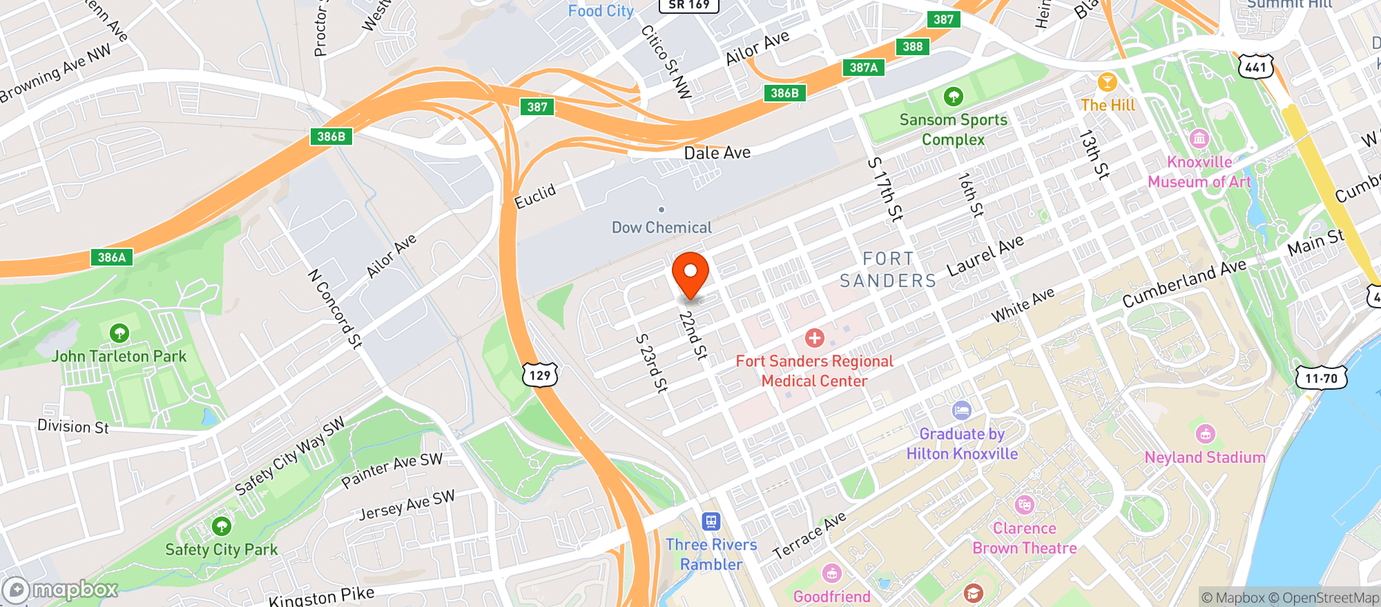 Map showing Fort Sanders Liquor