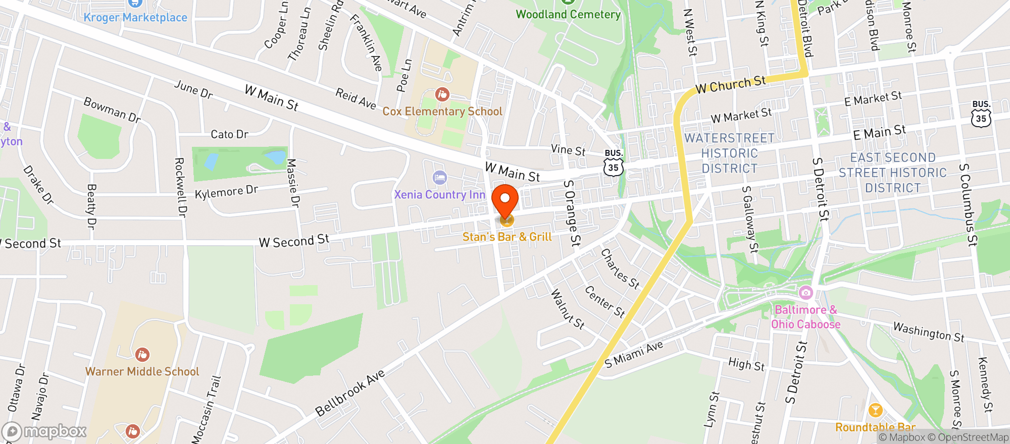 Map showing Stans Bar & Grill