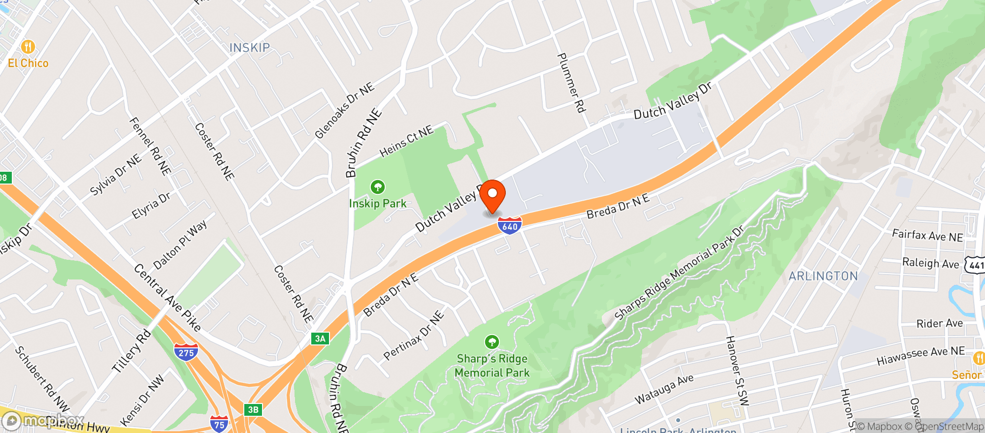 Map showing Hexagon Brewing Company