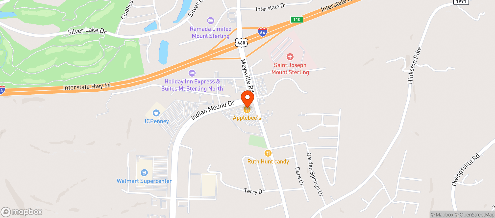 Map showing Applebees Neighborhood Grill & Bar