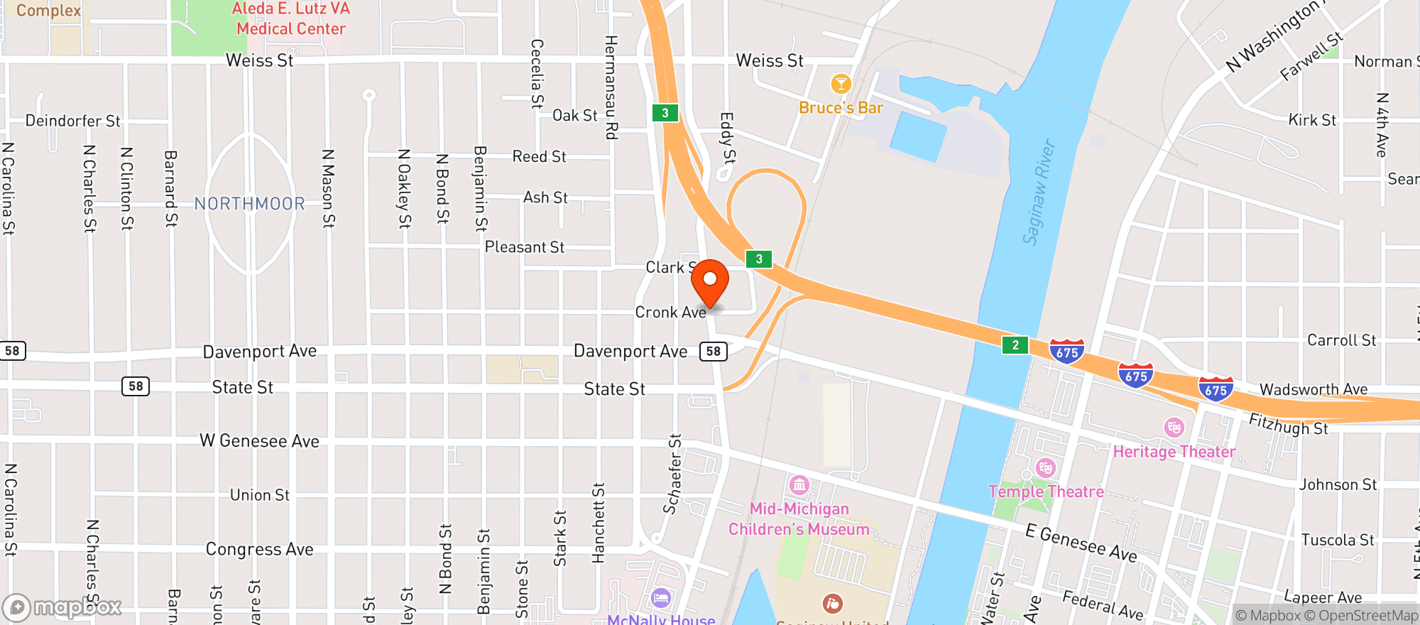 Map showing Jars Saginaw
