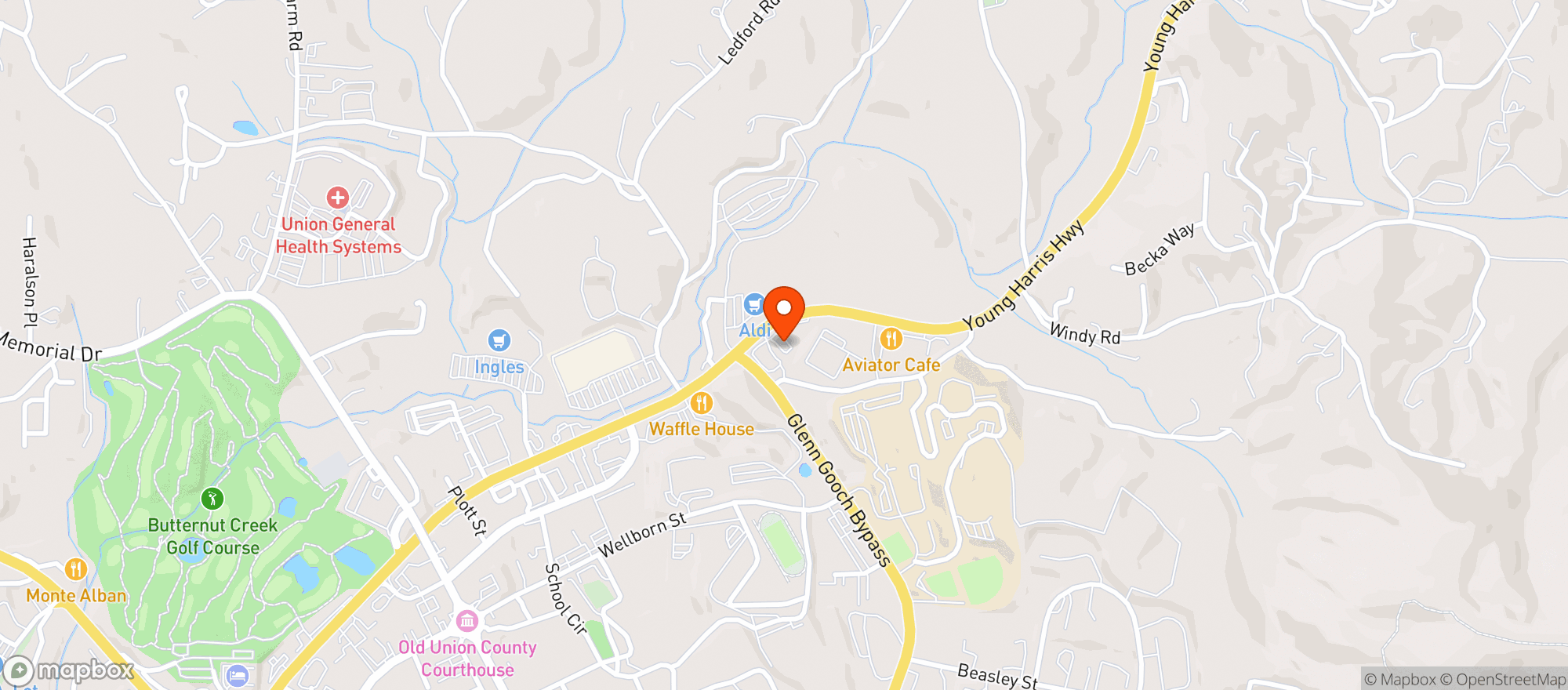 Map showing Chevron Food Mart/Blairsville