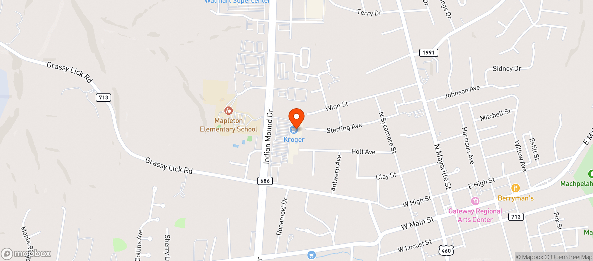 Map showing Kroger