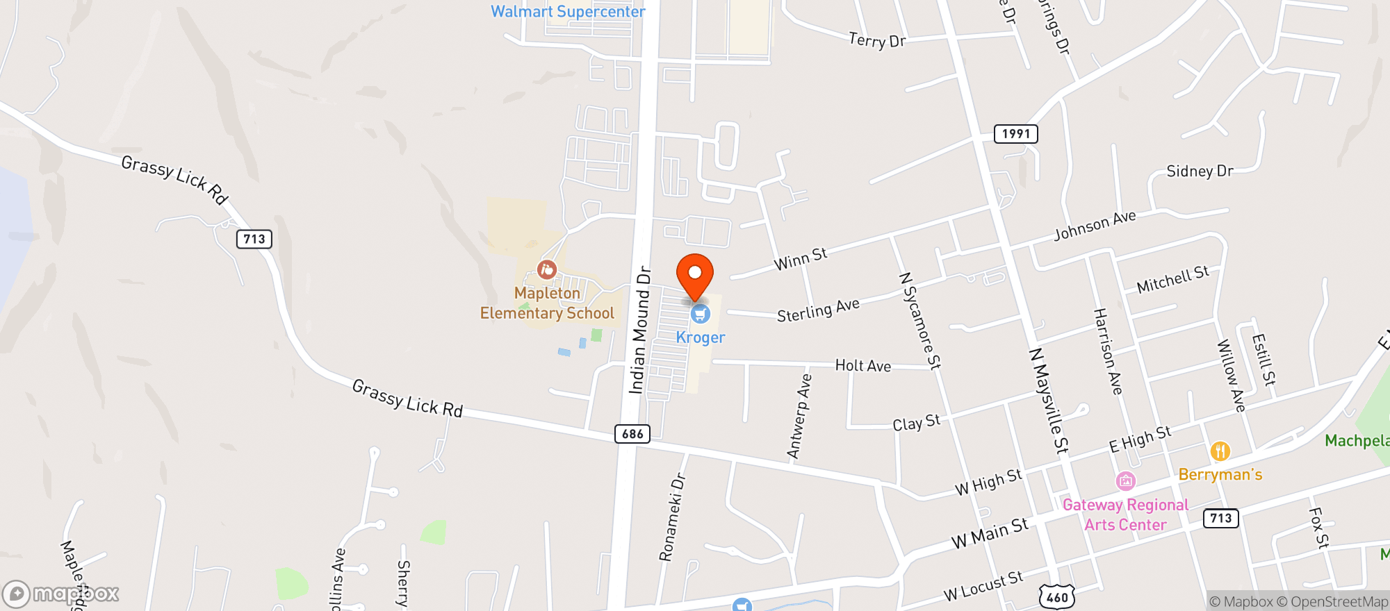 Map showing Kroger Liquors #712