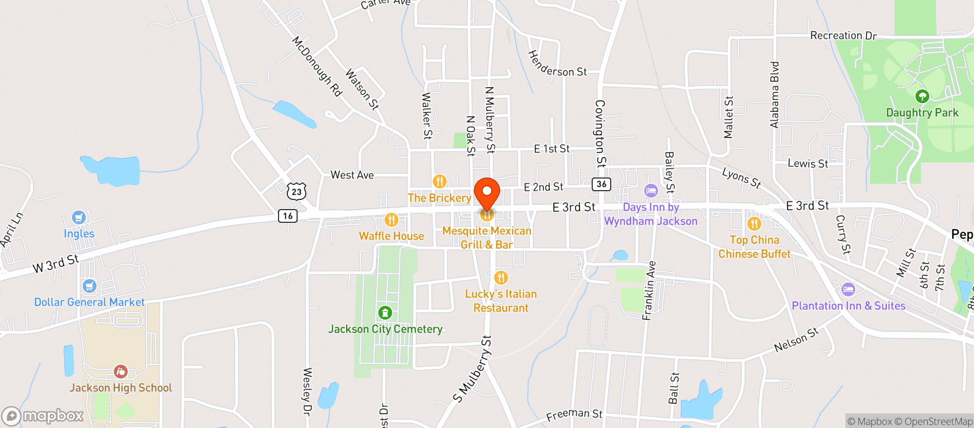 Map showing Mesquite Mexican Grill