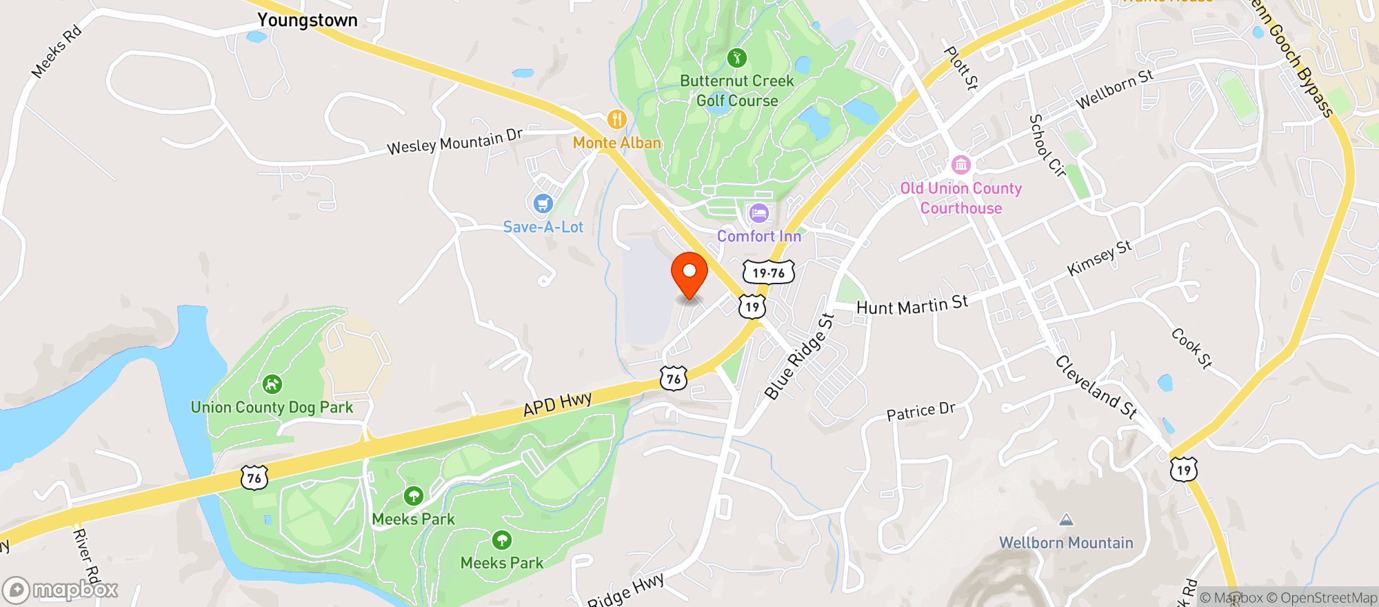 Map showing Blairsville CBD