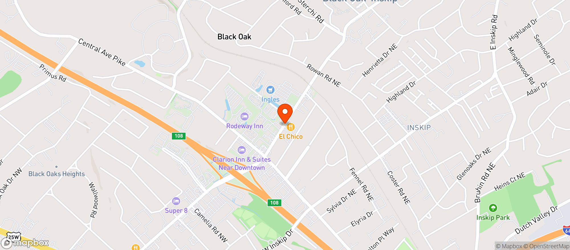 Map showing El Chico Mexican Restaurant
