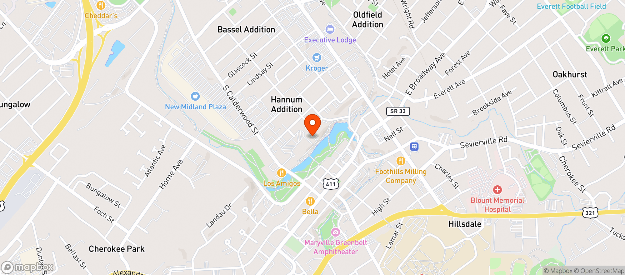 Map showing WATERFRONT BAR AND GRILL