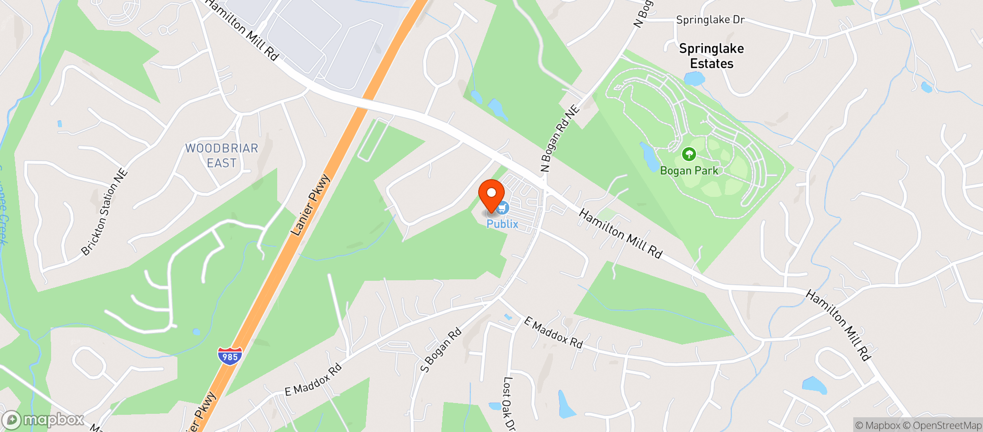 Map showing Publix Super Market