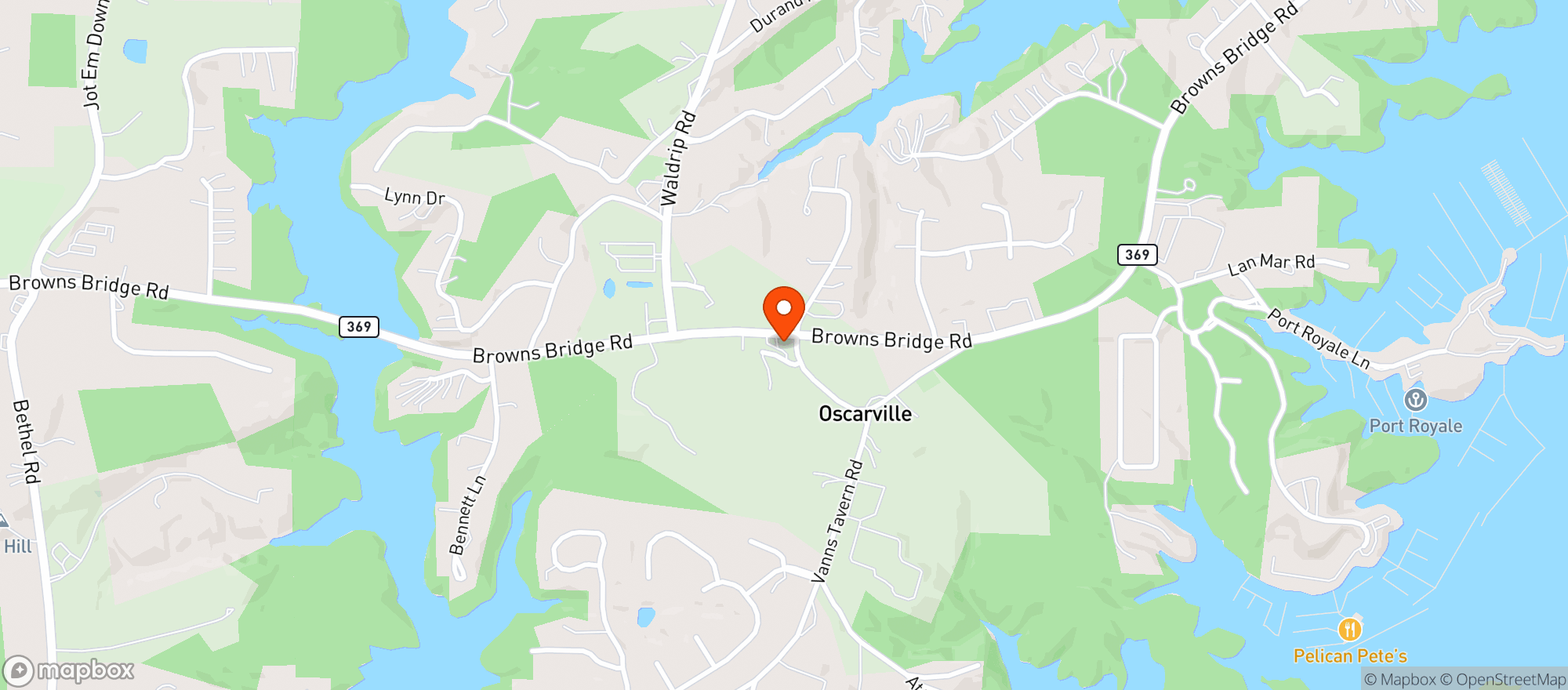 Map showing Oscarville Food Mart