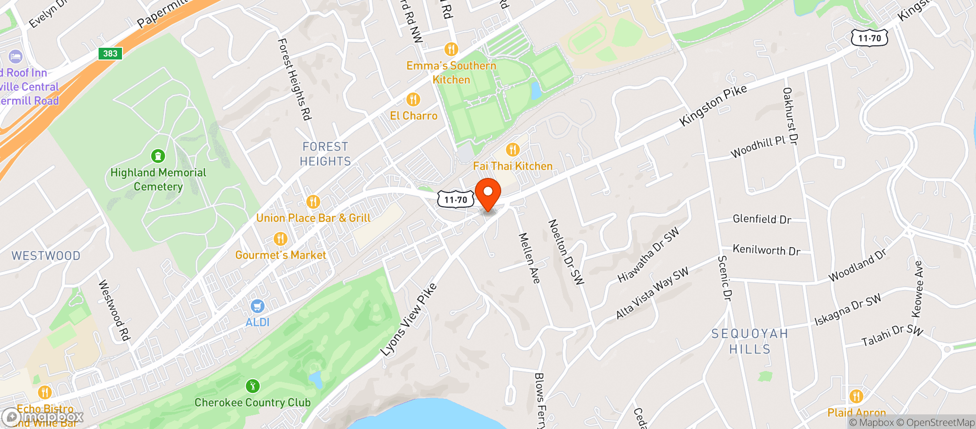 Map showing Ashe's Bearden Beer Market