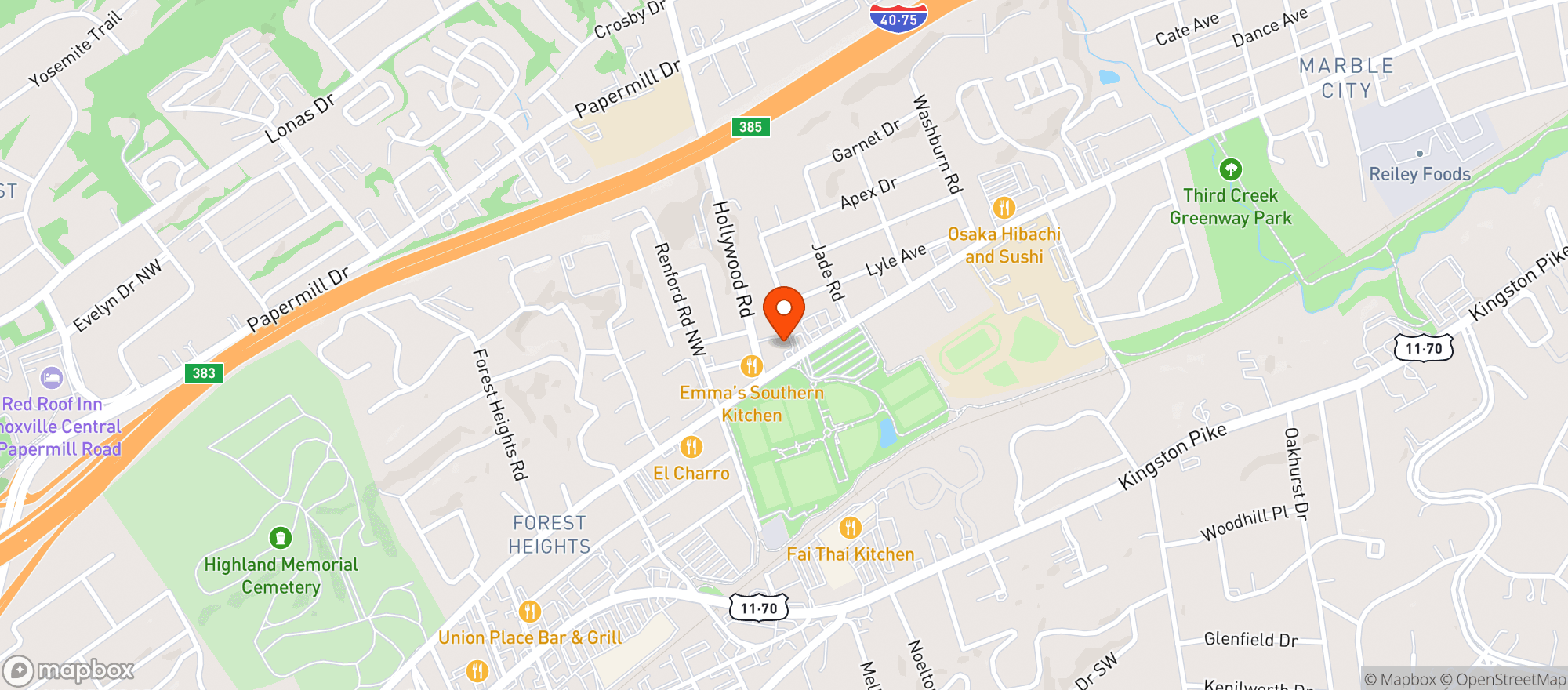Map showing Dead End Bar B Que