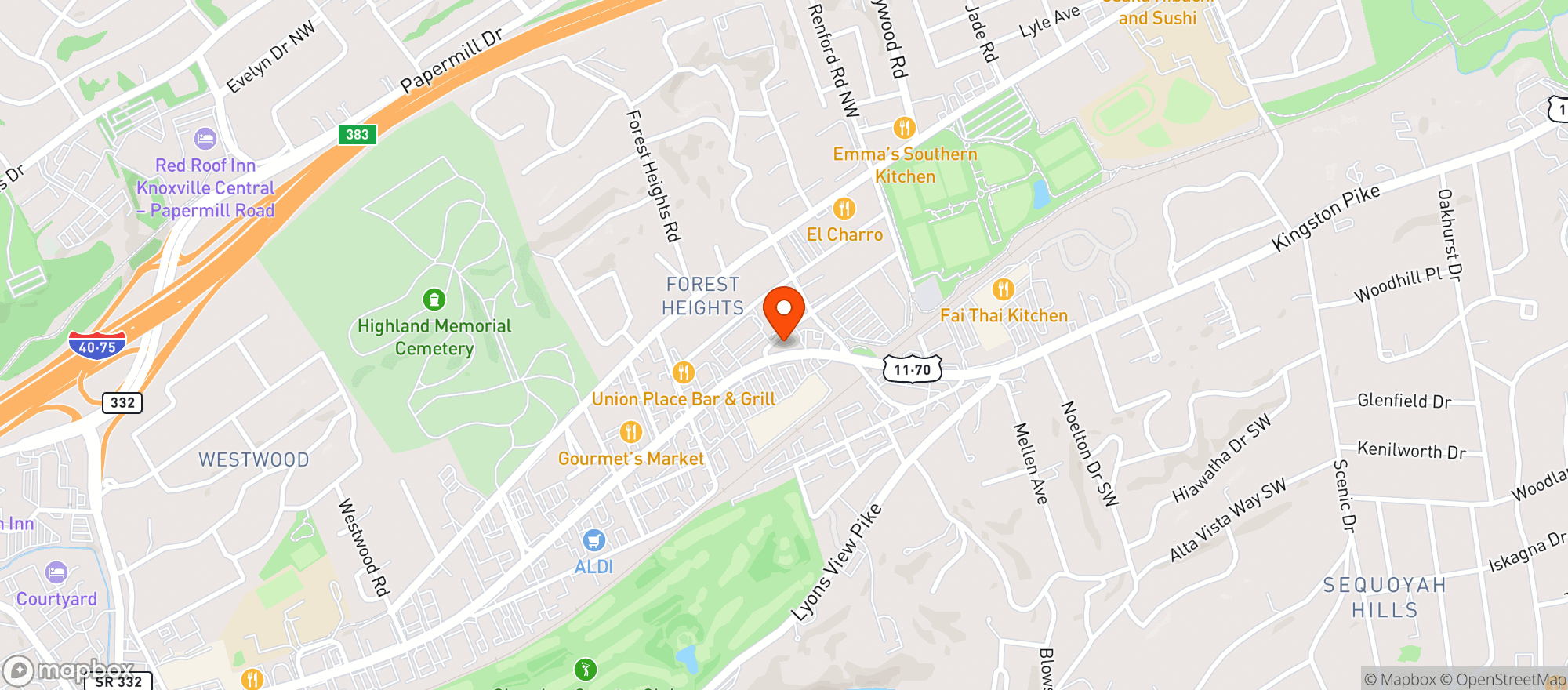 Map showing Toddy's Package Store