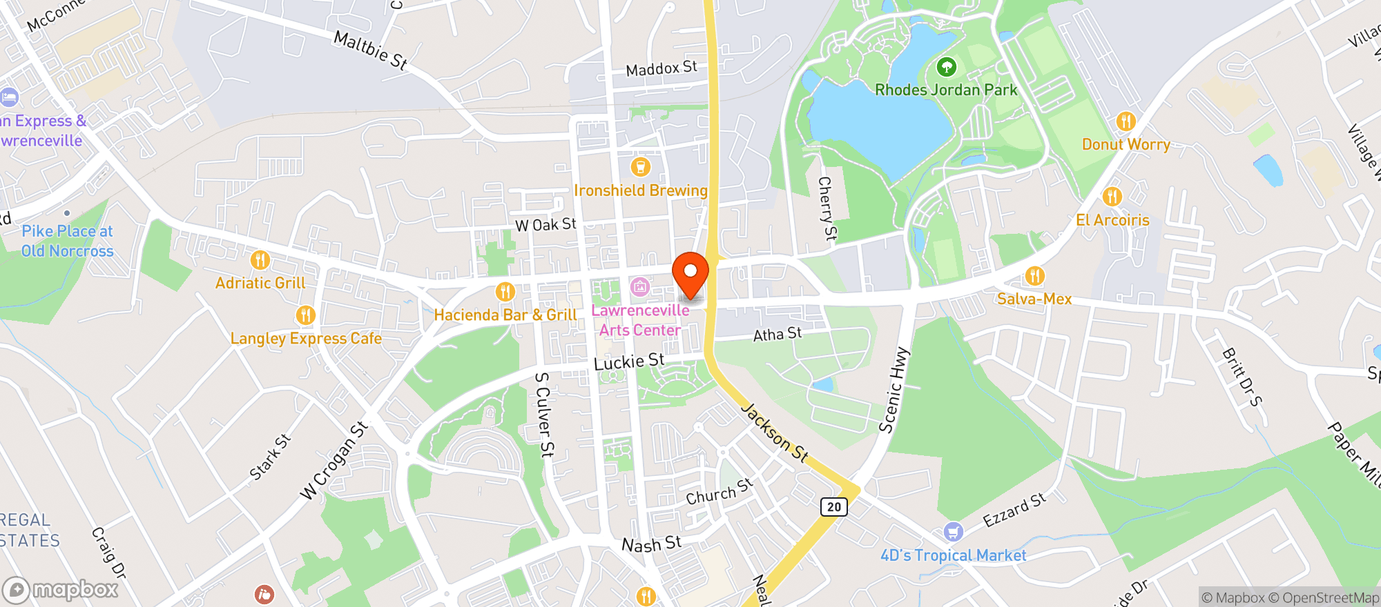 Map showing D' Floridian - Lawrenceville