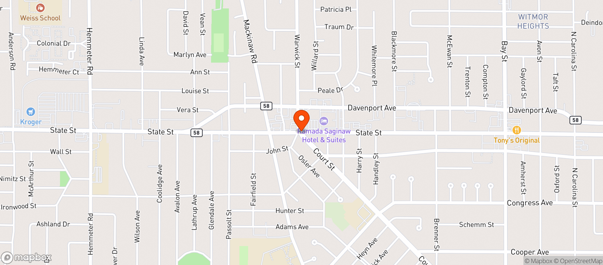 Map showing Lume - Saginaw