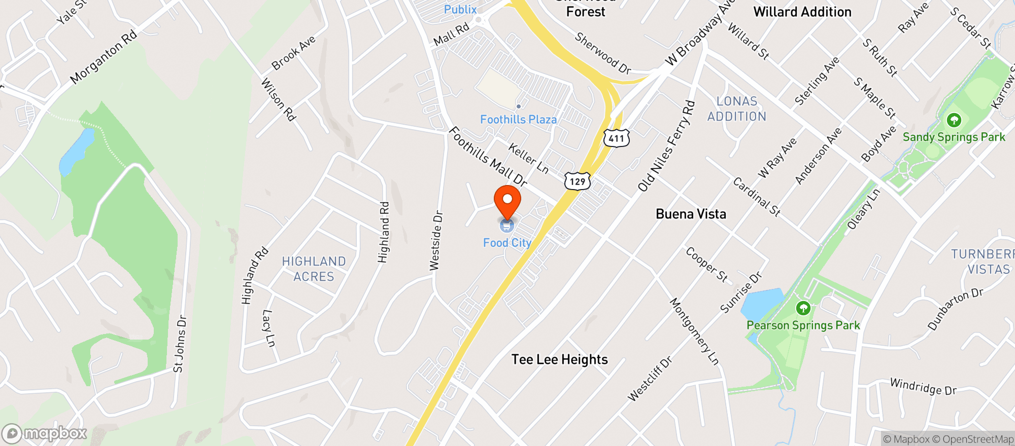 Map showing Food City