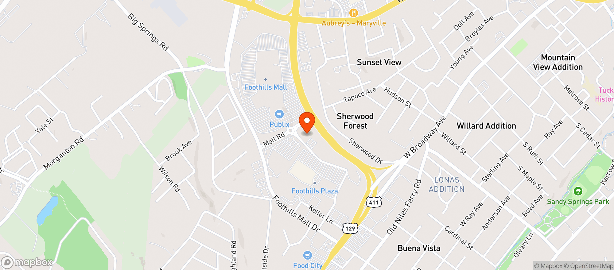 Map showing Foothills Wine & Spirits