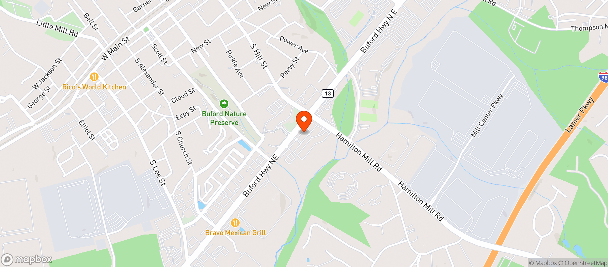 Map showing Friends American Grill