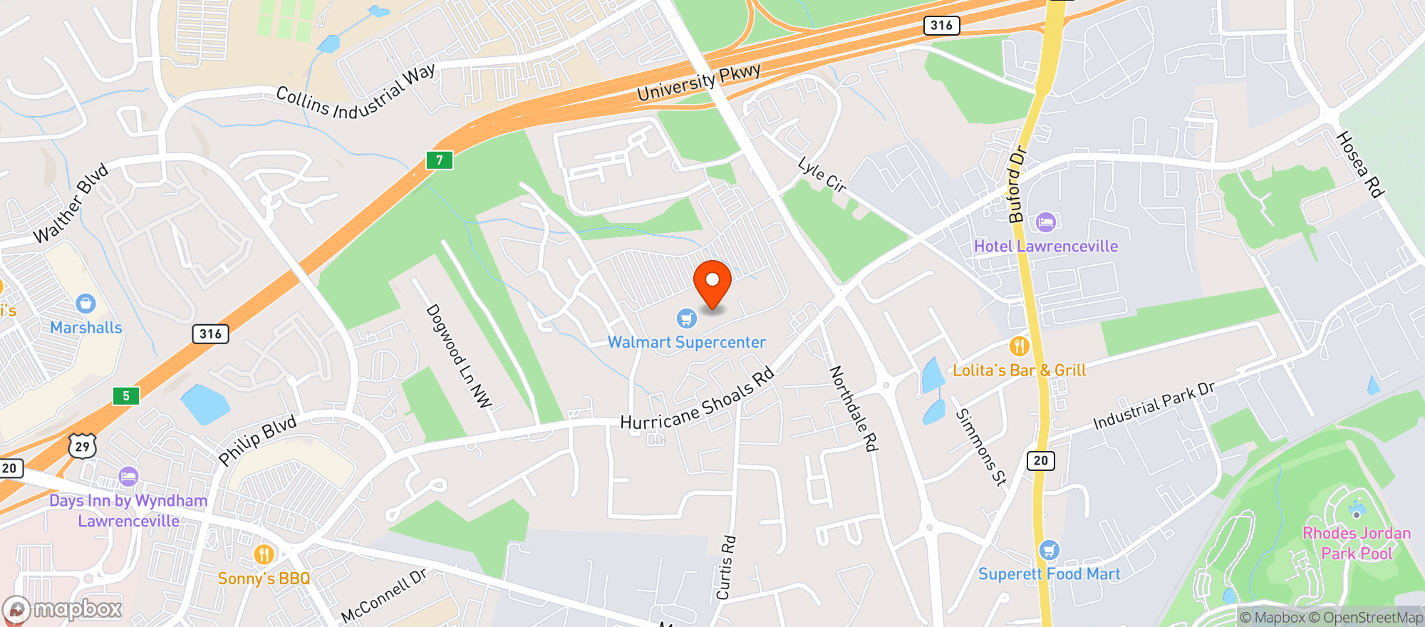Map showing Walmart Supercenter