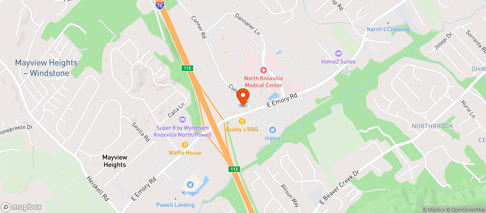 Map showing Cvs