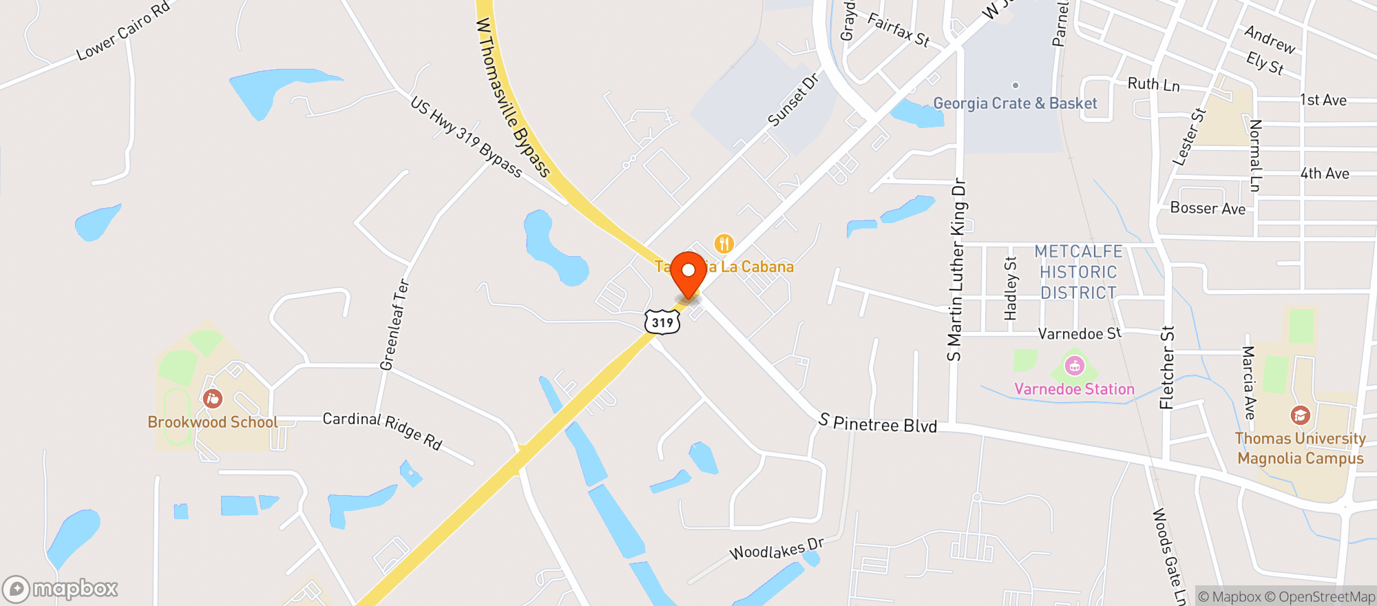 Map showing CIRCLE K (6358 S US HWY 319)