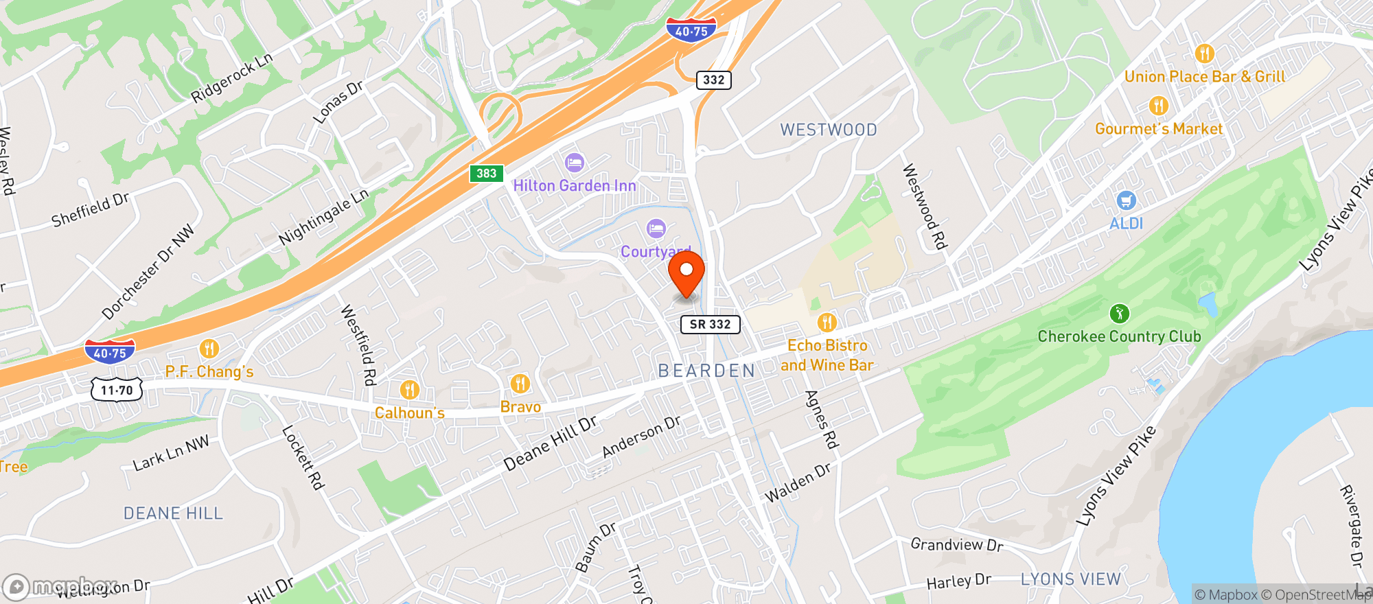Map showing Twin Peaks Restaurant