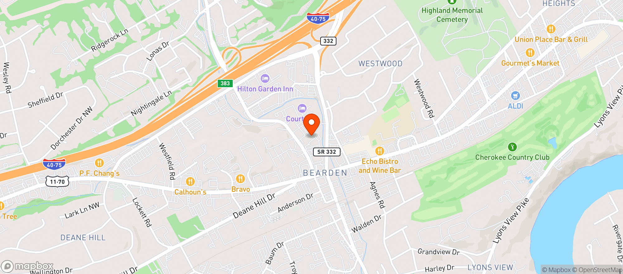 Map showing Cazzys Corner Grill