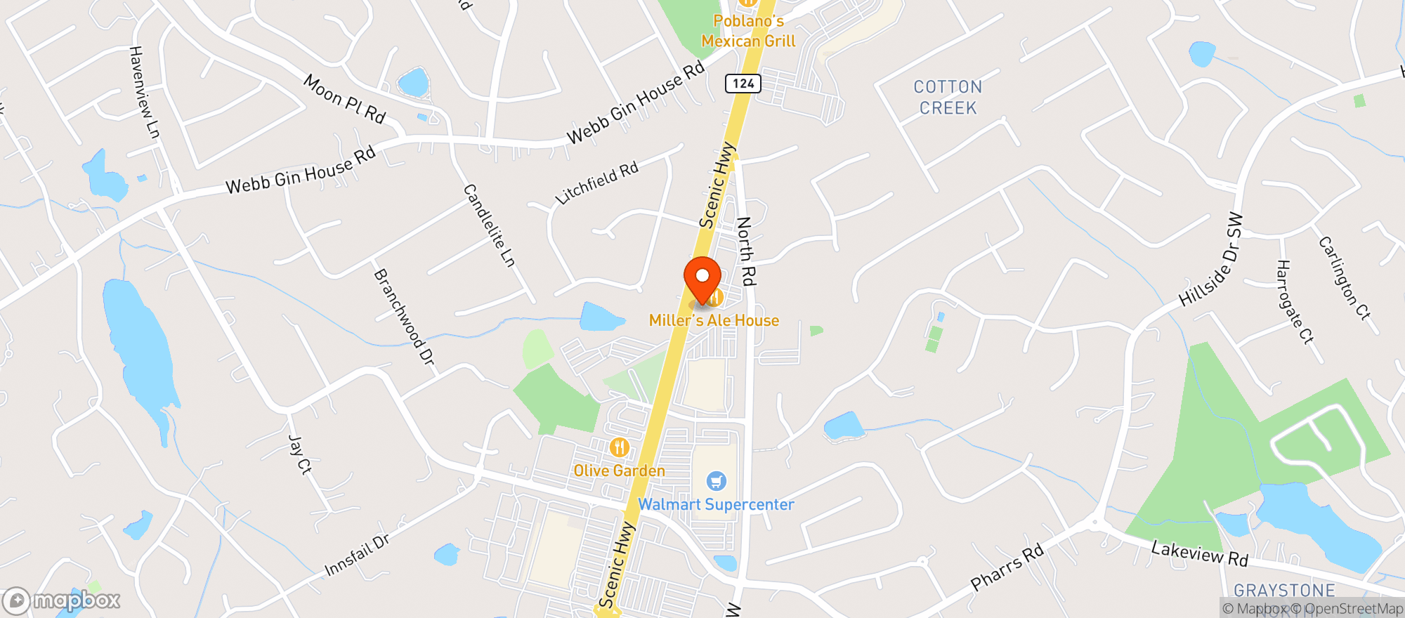 Map showing Millers Ale House