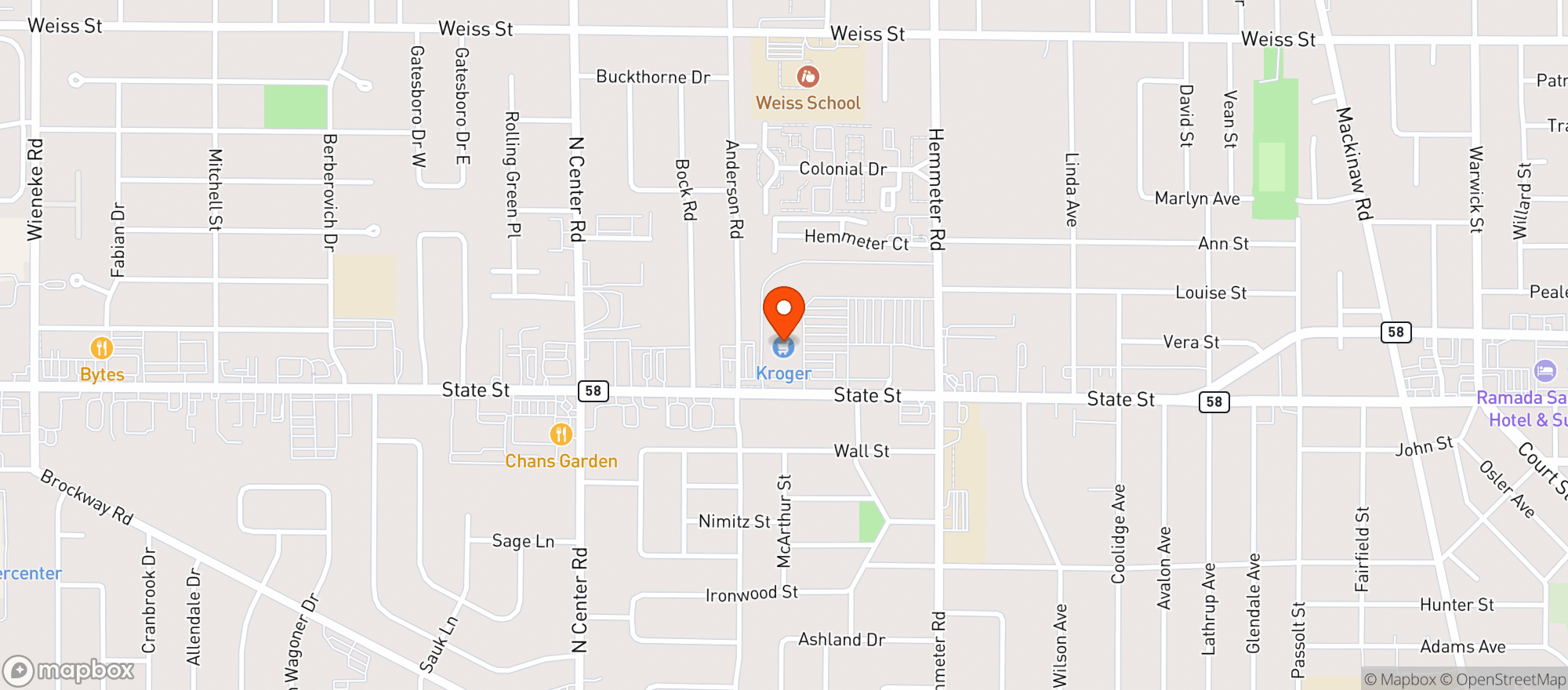 Map showing Kroger