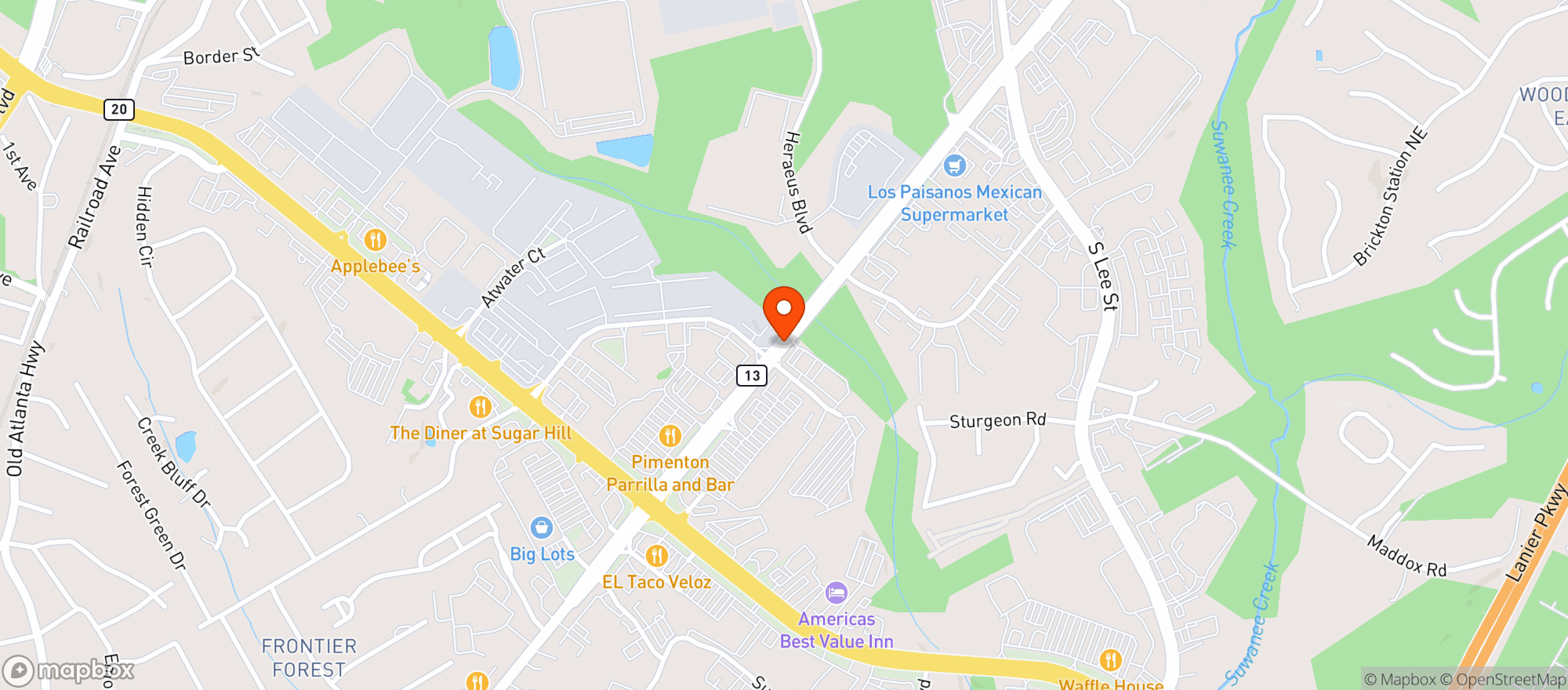 Map showing Marathon Food Mart