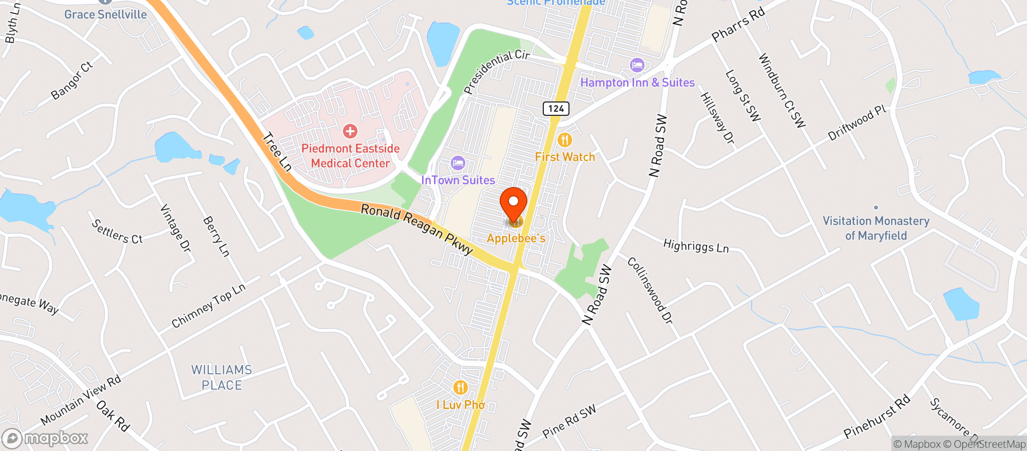 Map showing Applebees Neighborhood Grill & Bar